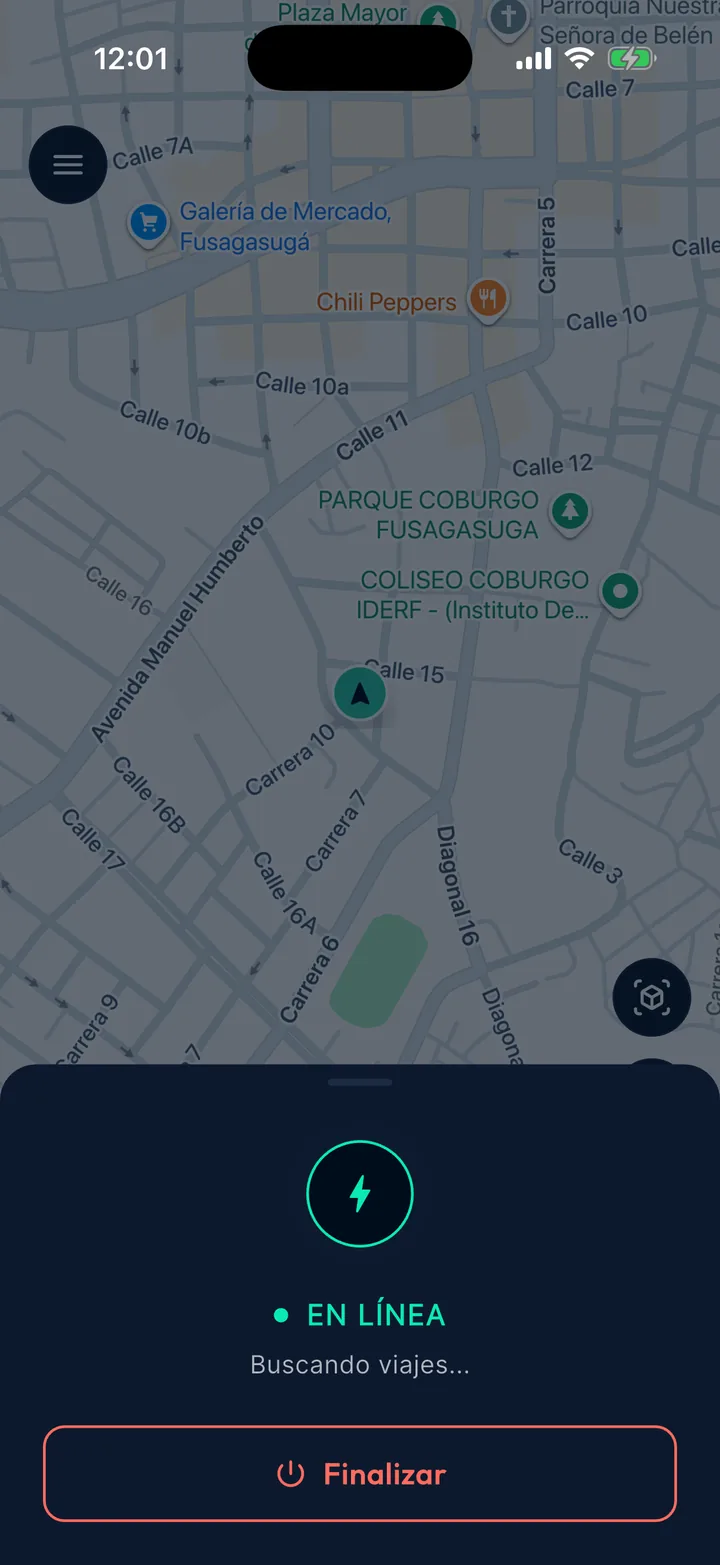 App del conductor en línea, buscando viajes